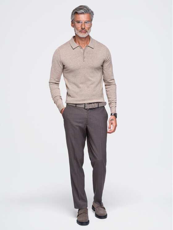 Ombre Ombre Polokošile OM-POLS-0151 Hnědá Regular Fit