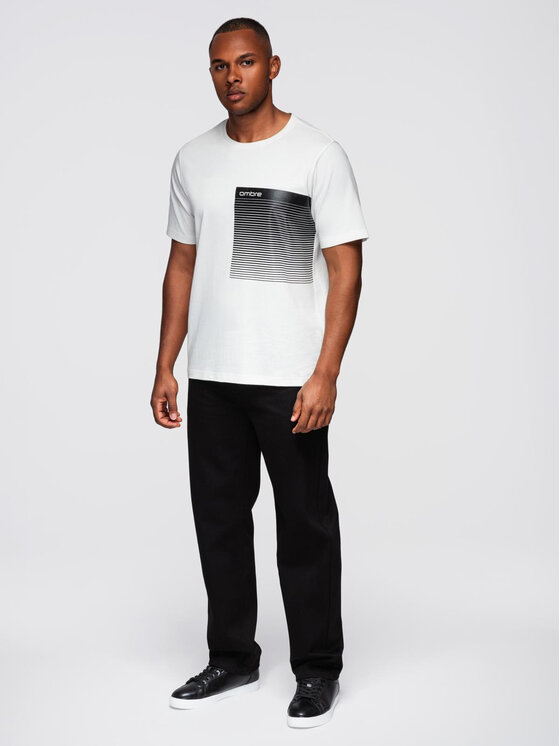 Ombre Ombre T-Shirt OM-TSPT-0246 Biały Regular Fit
