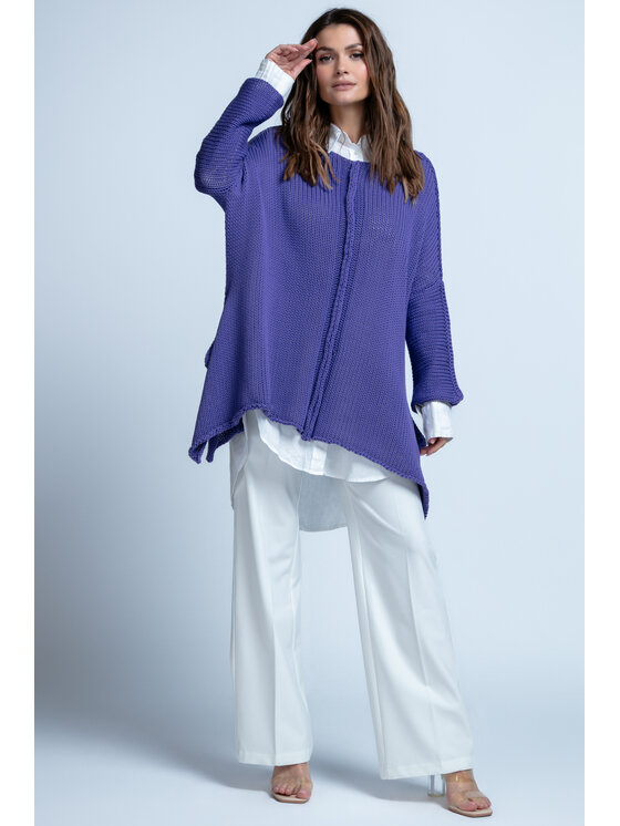 Fobya Fobya Sweter F1851 Fioletowy Oversize