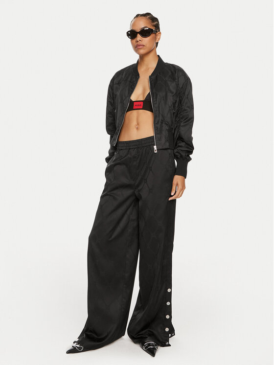 HUGO Hugo Spodnie materiałowe Hacelia-1 50518017 Czarny Relaxed Fit