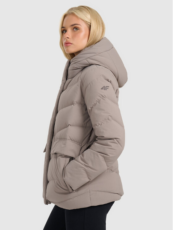 4F 4F Kurtka puchowa MIDSHOP TEXTILE Beżowy Regular Fit