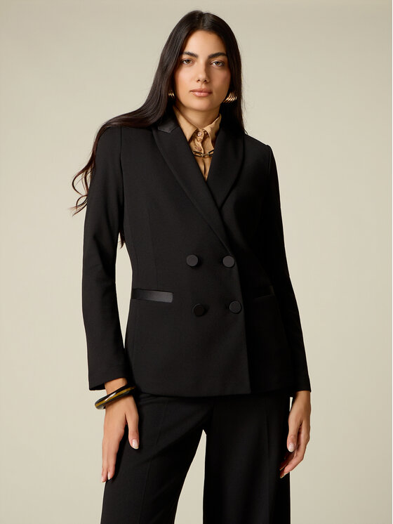 Oltre Oltre Marynarka Q782R204659N033 Czarny Regular Fit