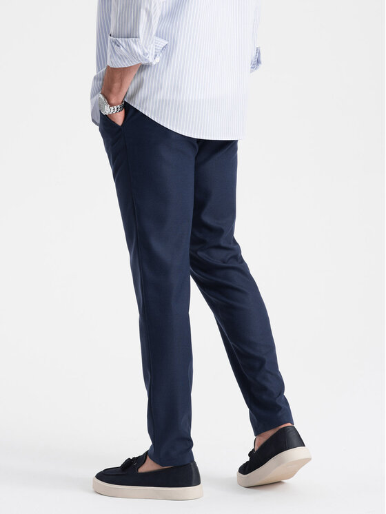 Ombre Ombre Chino kalhoty OM-PACP-0182 Tmavomodrá Slim Fit