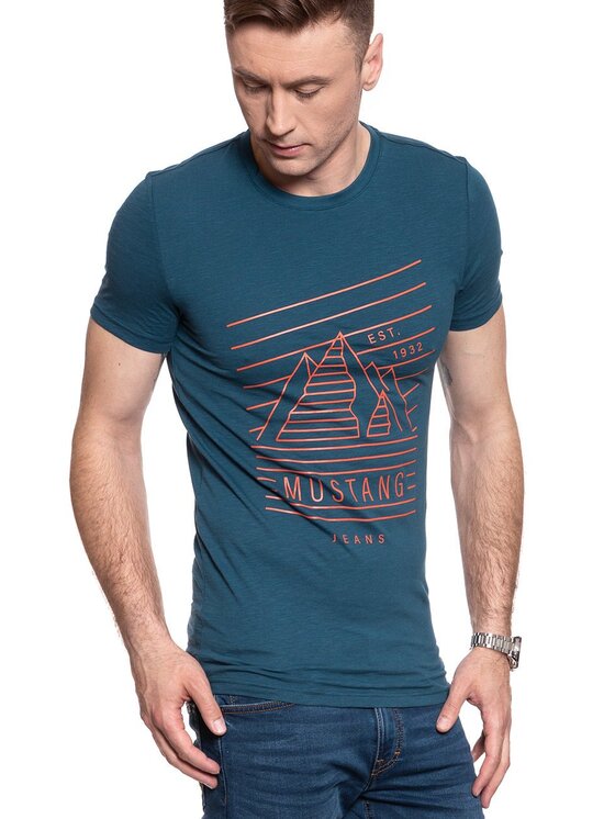 Mustang Mustang T-shirt AARON C PRINT Blu Slim Fit
