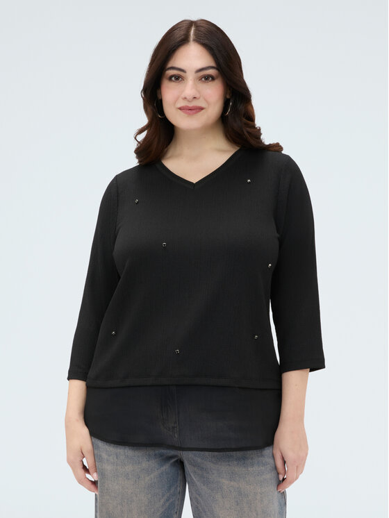 Fiorella Rubino Fiorella Rubino Bluzka G0BHL009204N033 Czarny Over Fit