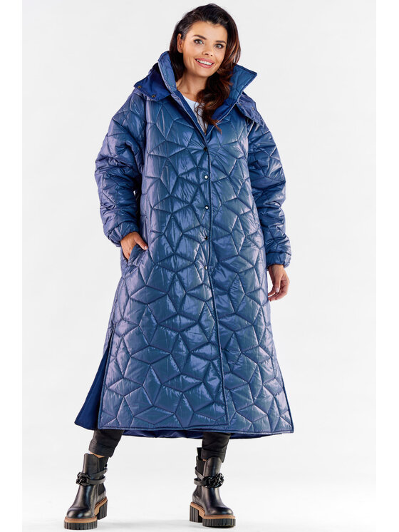 Awama Awama Cappotto A537 Blu scuro Basic Fit