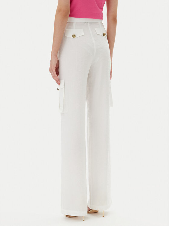 Versace Jeans Couture Versace Jeans Couture Medžiaginės kelnės 78HAA109 Balta Wide Leg