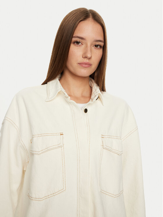 American Vintage American Vintage džínsová košeľa Jozastreet JOZ06AH24 Biela Loose Fit
