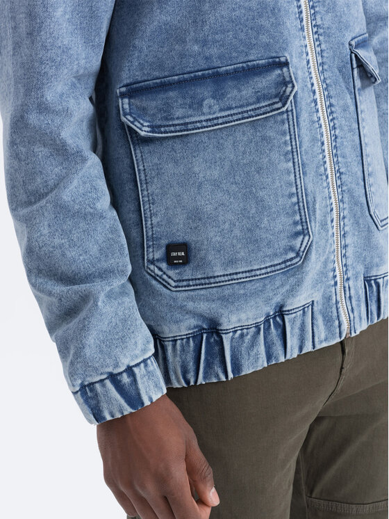 Ombre Ombre Kurtka jeansowa C558 Niebieski Loose Fit