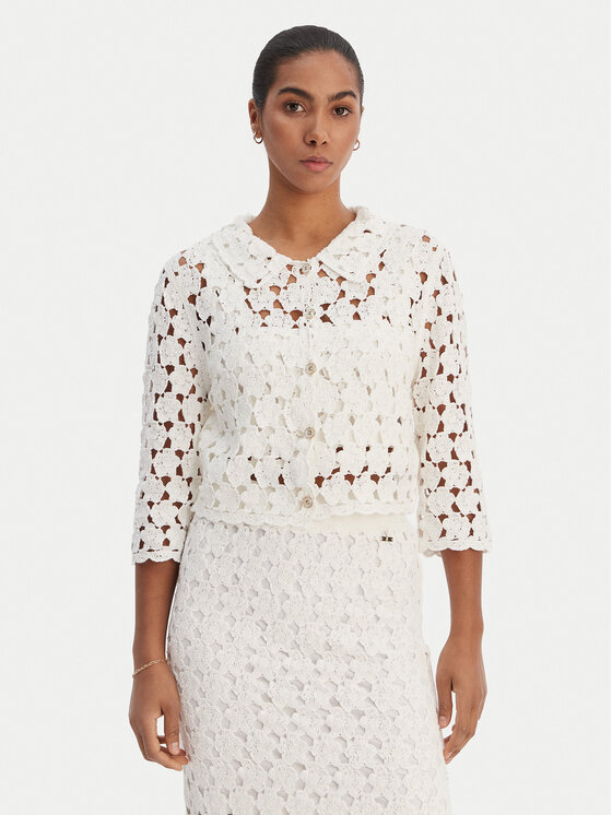 Fracomina Fracomina Kardigāns FR26ST8018K488R6 Écru Regular Fit