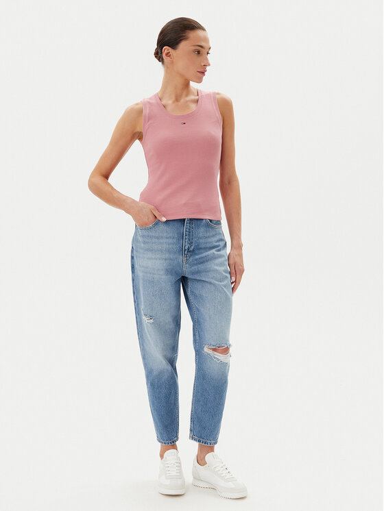 Tommy Jeans Tommy Jeans Топ Essential DW0DW20673 Рожевий Slim Fit