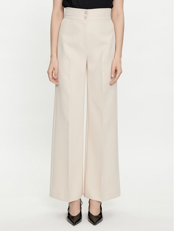 Maryley Bavlnené nohavice 24EB680/43GE Béžová Wide Leg