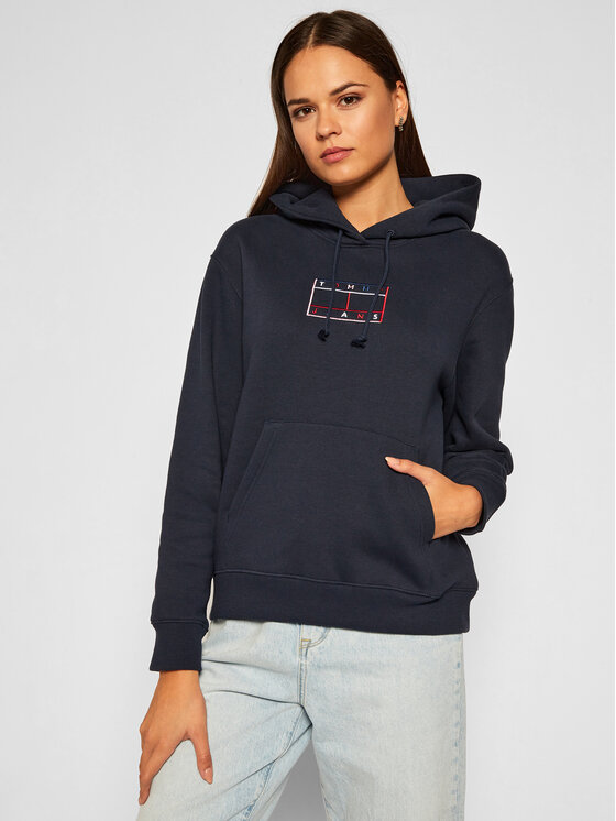 Tommy Jeans Džemperis Outline Flag DW0DW08985 Tamsiai mėlyna Loose Fit •  Modivo.lt