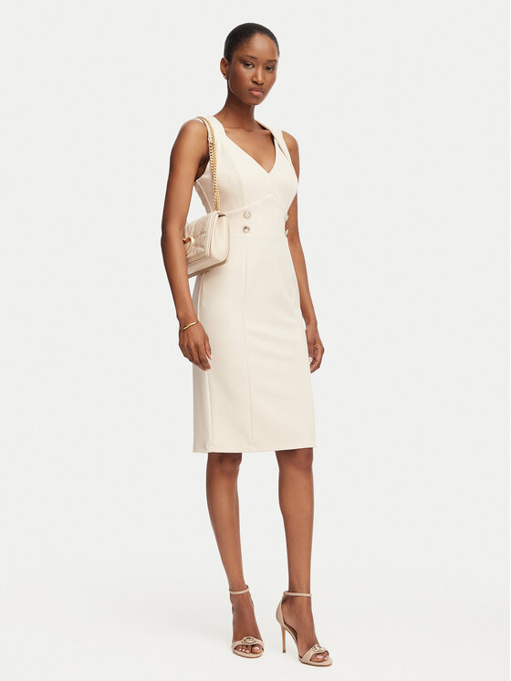 Rinascimento Rinascimento Cocktail obleka CFC0020385002 Bež Slim Fit