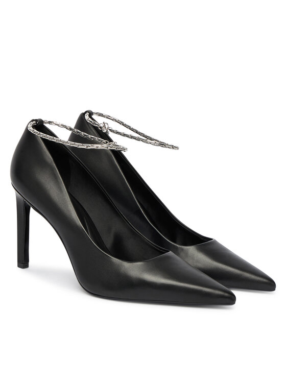 Calvin Klein Calvin Klein Magassarkú Ess Stiletto Hdw Chain Lth 90 HW0HW02718 Fekete