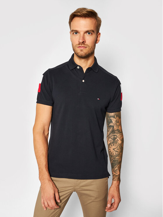 Tommy Hilfiger Polo Color Block MW0MW14434 Granatowy Slim Fit Modivo.pl
