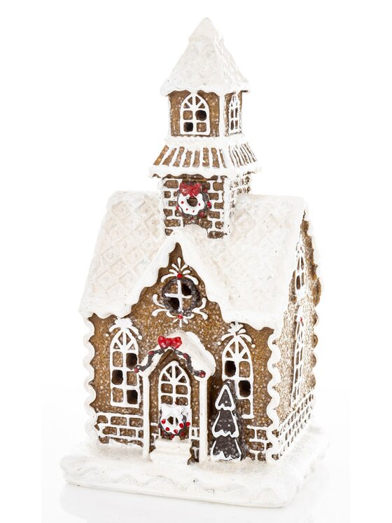 MIAhome MIAhome Figurka Dekoracja domek z piernika LED 22x12x10,5 cm z wieżyczką Kolorowy