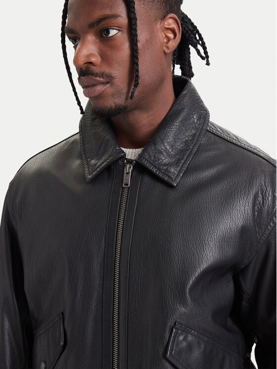 BOSS BOSS Kurtka skórzana Jopeak 50566594 Czarny Regular Fit