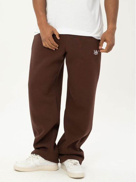 Spodnie dresowe Jigga Wear, Rozmiar XXL, Brązowe, Spodnie Dresowe Baggy Męskie Brązowe Jigga Wear Haft Logo Drawcord XL