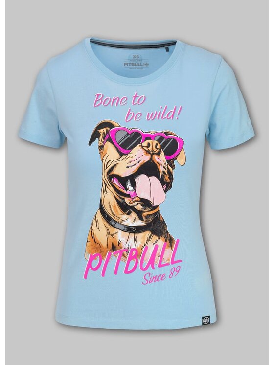 PITBULL PITBULL T-Shirt Koszulka damska SUNGLASSES DOG XS Błękitny Regular Fit