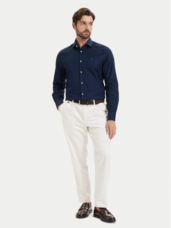 Tommy Hilfiger Tommy Hilfiger Koszula Dobby MW0MW43747 Granatowy Slim Fit