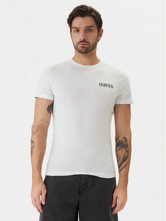 Guess Tricou U6GM03 K6YW1 Alb Slim Fit