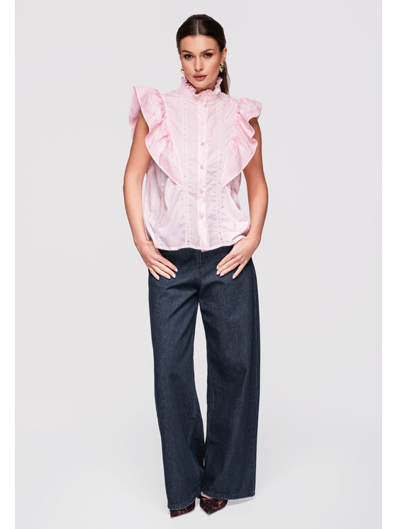 Ombre Ombre Koszula OW-SH-E0002 Różowy Regular Fit