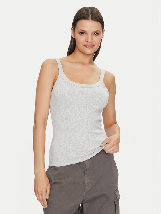 Gina Tricot Gina Tricot топ Basic 14188 Сив Slim Fit