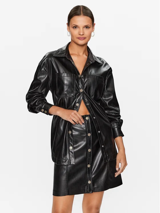 Guess Hemd W3YH57 WF8Q0 Schwarz Relaxed Fit