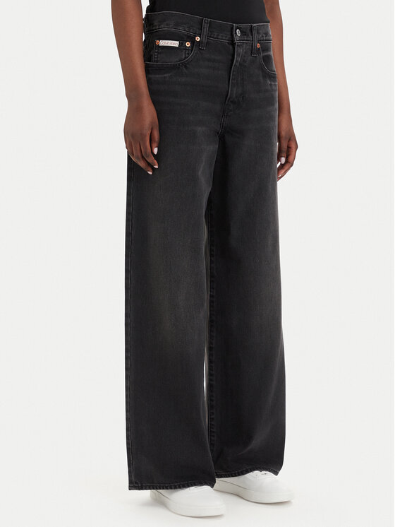 Calvin Klein Jeans Blugi LV047E700G Negru Wide Leg