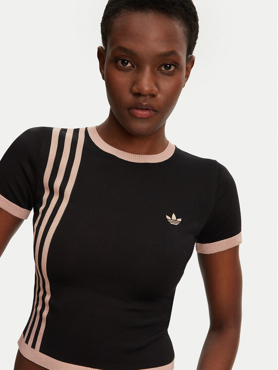 adidas adidas T-shirt Knitted 3-Stripes JJ0960 Crna Slim Fit