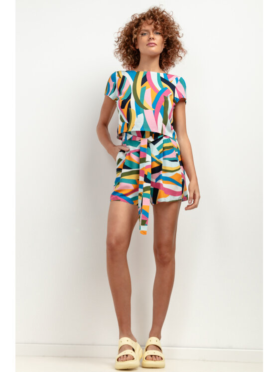 Tessita Tessita Szorty materiałowe SPODENKI_T411_2_XL Kolorowy Relaxed Fit