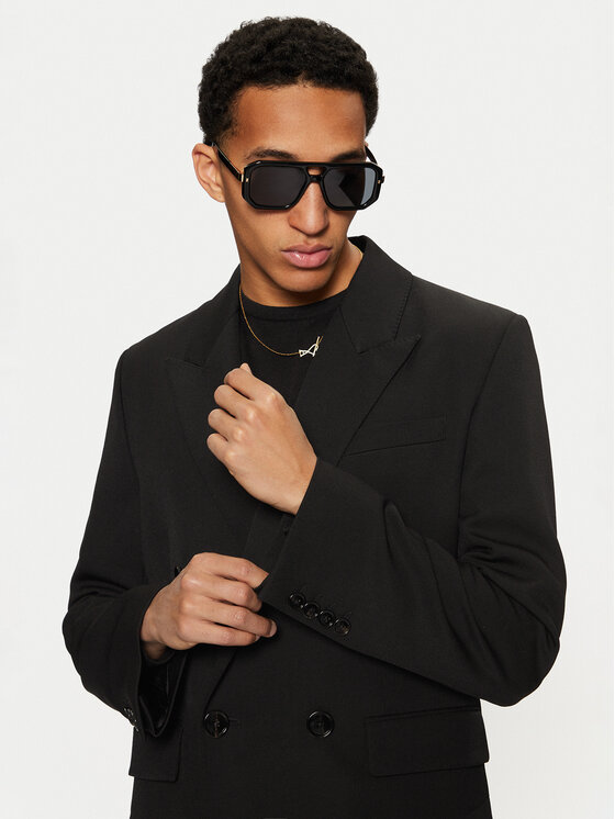 AMI PARIS AMI PARIS Παλτό μεταβατικό HCO319.WV0037 Μαύρο Regular Fit