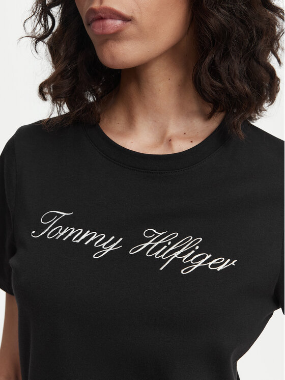 Tommy Hilfiger Tommy Hilfiger T-shirt Script WW0WW43459 Crna Regular Fit