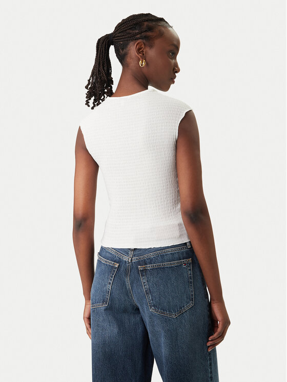 Tommy Jeans Tommy Jeans Top Smock Seersucker DW0DW22220 Valge Slim Fit