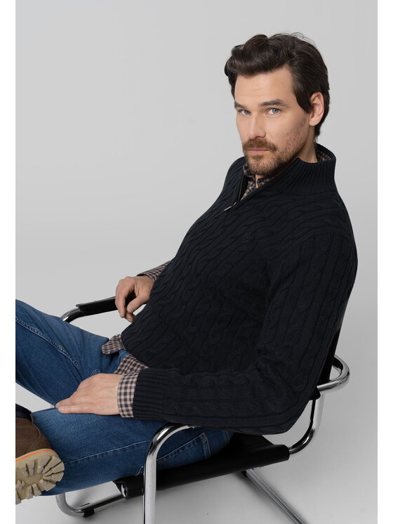 Volcano Volcano Sweter S-ZOOM Niebieski Regular Fit
