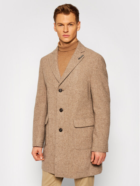 Baldessarini Baldessarini Cappotto di lana Clark-2 18686/000/8898 Beige Regular Fit
