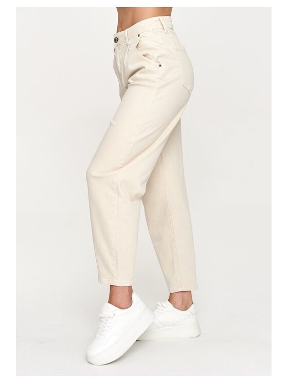 Makadamia Makadamia Jeansy C31 Beżowy Baggy Fit