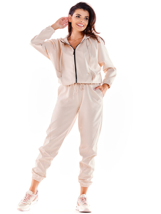 Awama Awama Spodnie damskie A591 Beżowy Basic Fit