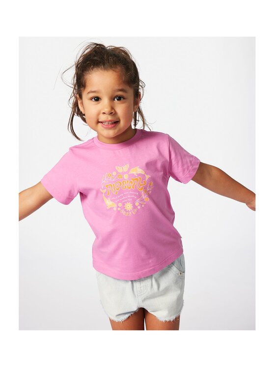 Rip Curl Rip Curl T-Shirt Rainbow Logo/Desto Tee-Girl Różowy Standard Fit