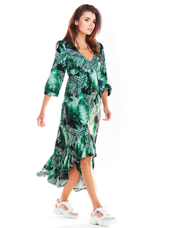 Awama Awama Vestito da giorno A322 Verde Basic Fit