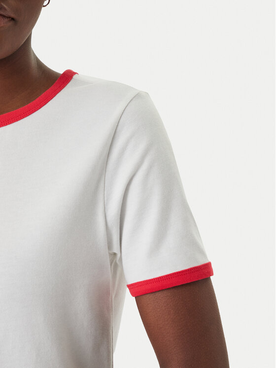 Tommy Jeans Tommy Jeans Póló Wavy Flag Contrast Ringer DW0DW22306 Fehér Regular Fit