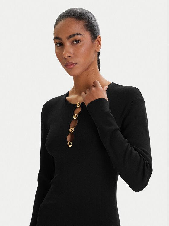 KARL LAGERFELD KARL LAGERFELD Плетена рокля B1W13003 Черен Regular Fit