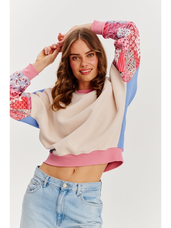 NAOKO NAOKO Mikina Boho Therapy Béžová Regular Fit