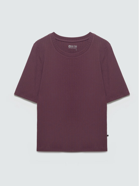 BIG STAR BIG STAR T-Shirt IMIJA Bordowy Slim Fit