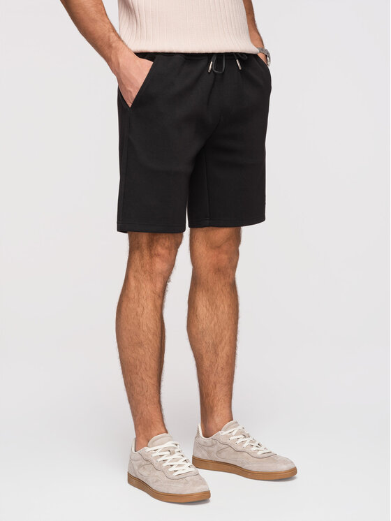 Ombre Ombre Szorty materiałowe OM-SRBC-0153 Czarny Regular Fit