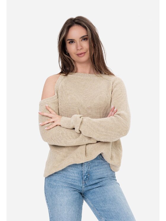 LAURELLA LAURELLA Sweter 6TU026 Beżowy Regular Fit