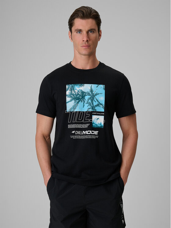 4F 4F T-Shirt SUMMER CODE Czarny Regular Fit