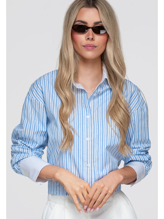 Ombre Ombre Koszula OW-SH-E0065 Niebieski Loose Fit