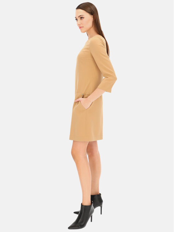 Potis & Verso Potis & Verso Sukienka codzienna Nabuko Beżowy Slim Fit